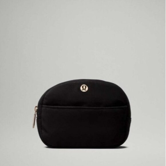 Lululemon Go Getter Zip Pouch Mini Velour Black With Gold Zipper Makeup - Picture 1 of 10